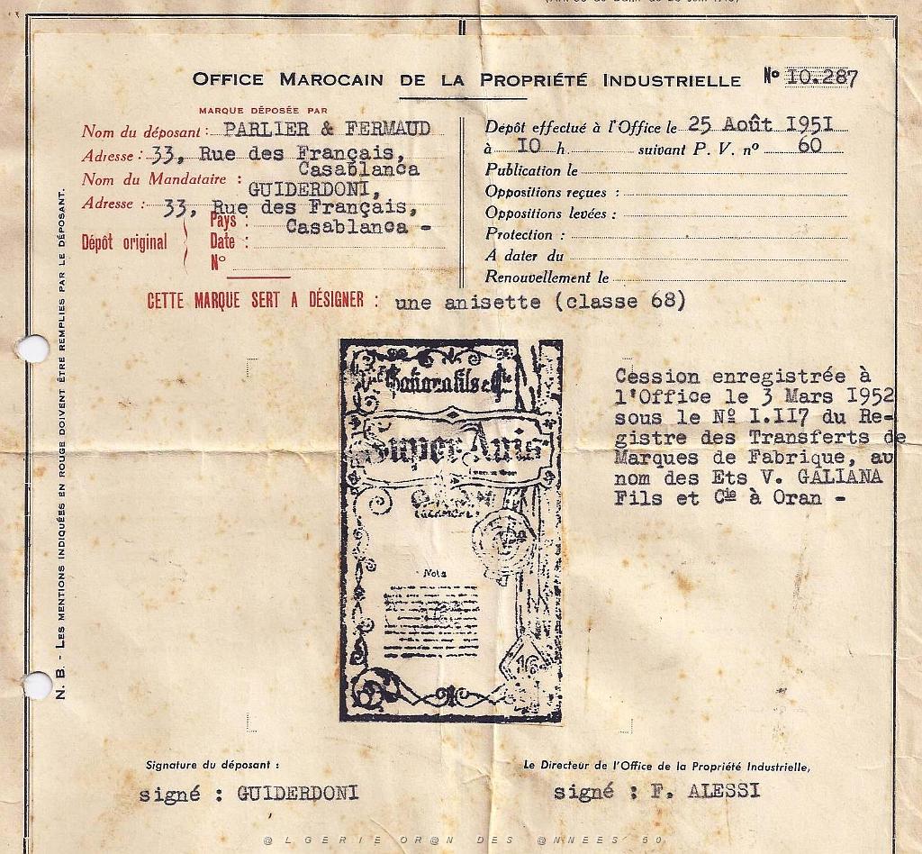 MAROC 1951 CONCESSION POUR LA SUPER ANIS.jpg